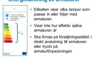 Energimärkning på armaturer tas bort