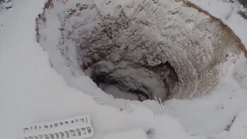 Nybyggt hus i Lappland försvann i slukhål