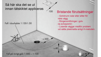 Sämre tätskikt på grund av dåligt förarbete