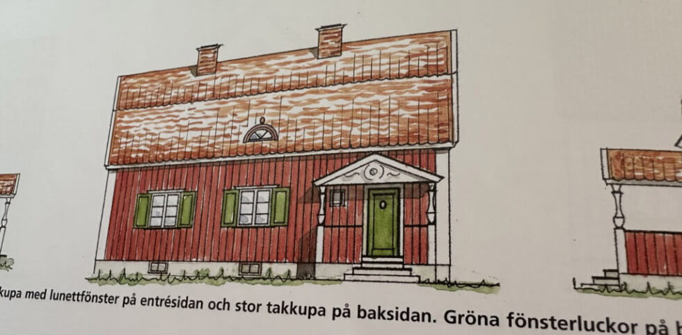 jugend röd fasad grön dörr