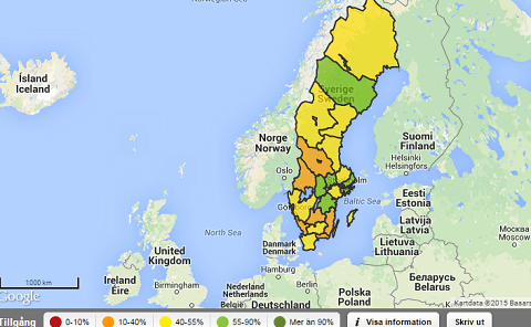 PTS har uppdaterat Bredbandskartan med aktuella siffror från 2014.