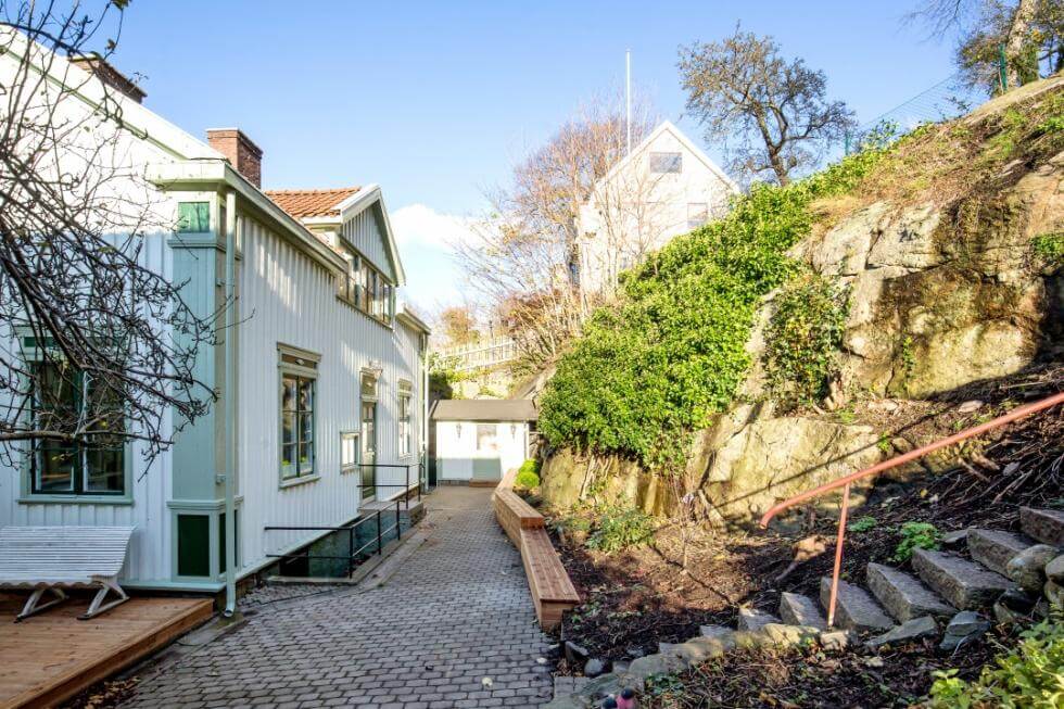 Trädgården sluttar