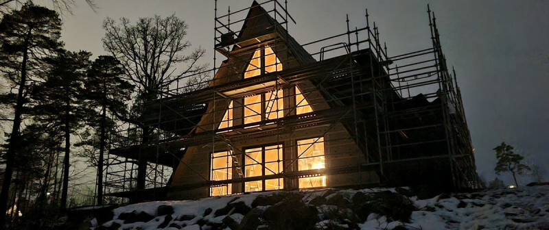 Bygga A-framehus och tillhörande garage