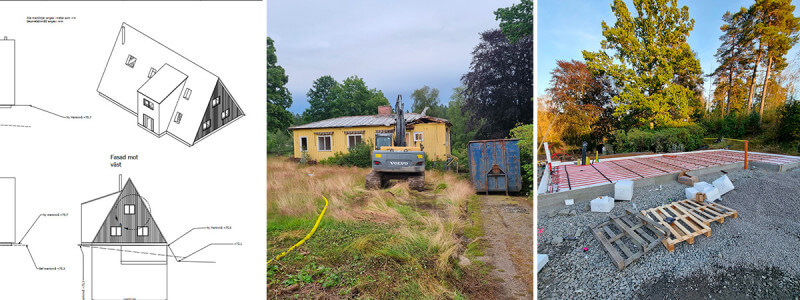 Bygga A-framehus och tillhörande garage