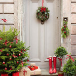 julkrans på dörr